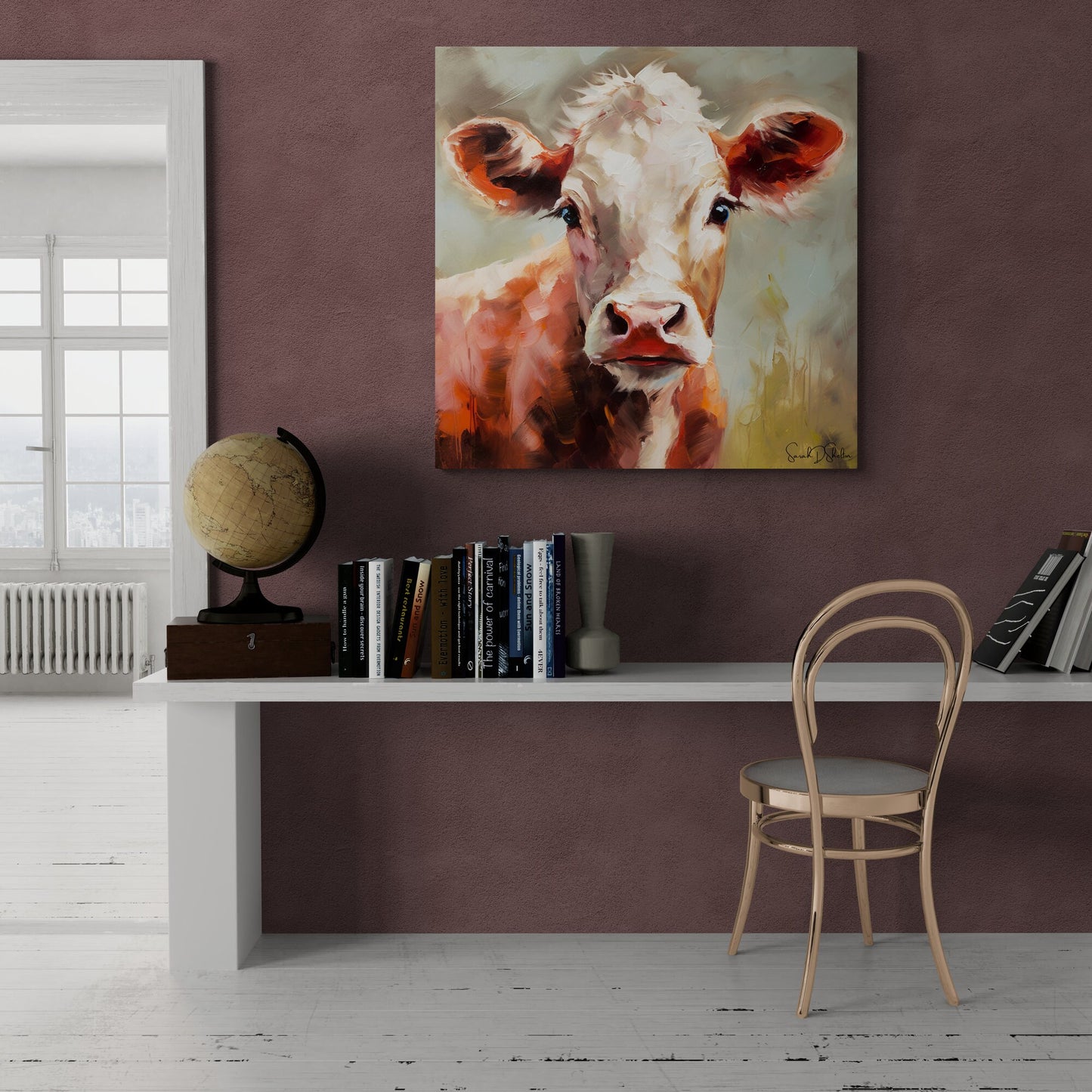 Cow Canvas Painting Print, Painted Cow Canvas Wall Art ,Farmhouse Ranch Decor, Gift for Cow Lovers Home, Cattle Rancher Gift